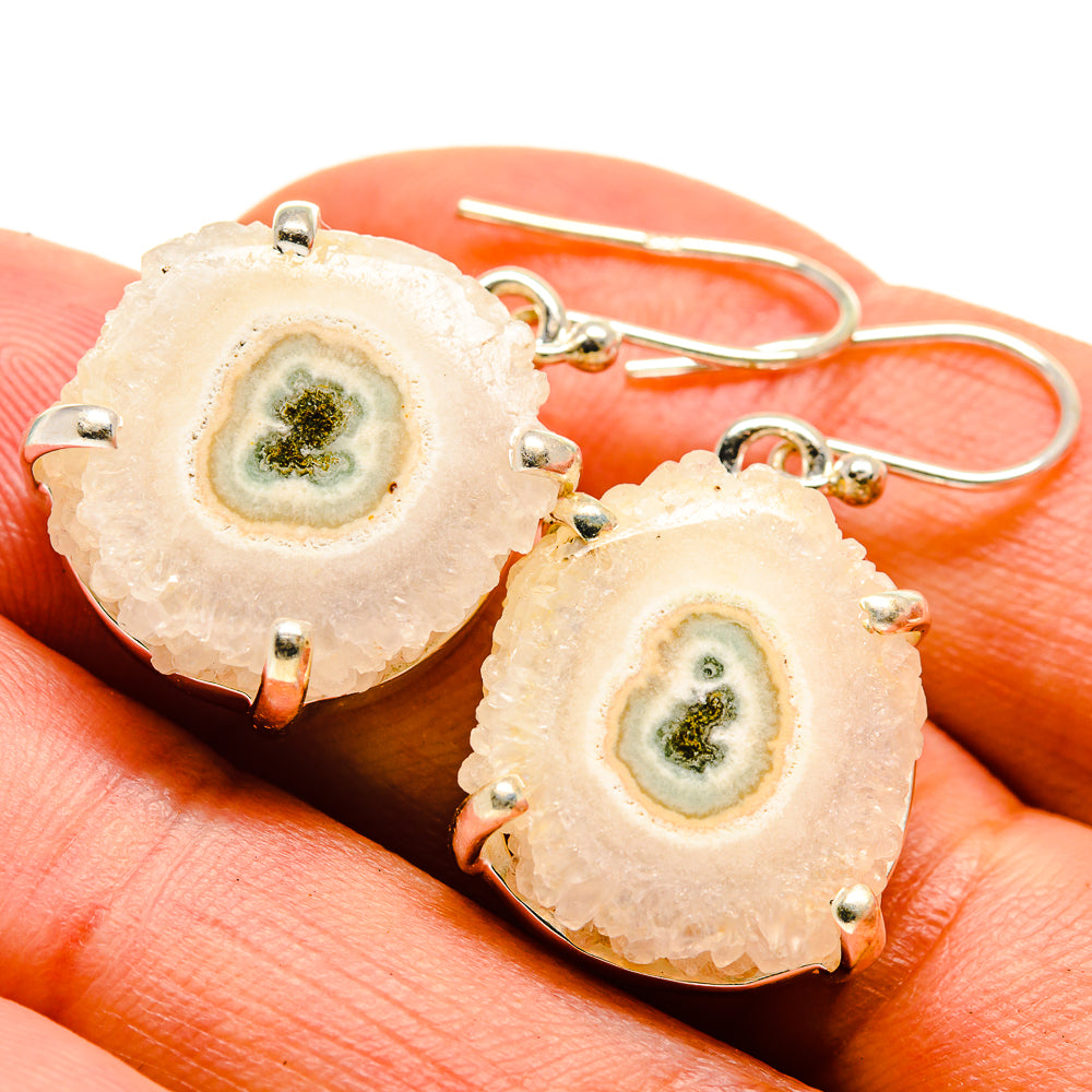 White Solar Quartz Earrings handcrafted by Ana Silver Co - EARR414410