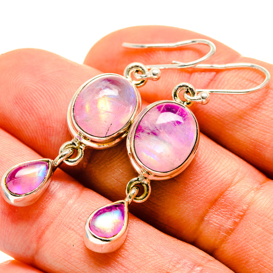Pink Moonstone Earrings handcrafted by Ana Silver Co - EARR414417