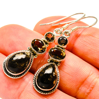Golden Seraphinite Earrings handcrafted by Ana Silver Co - EARR414419