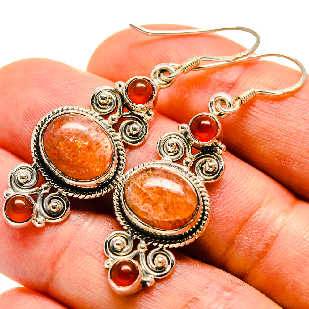 Sunstone Earrings handcrafted by Ana Silver Co - EARR414425