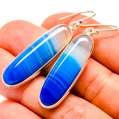 Blue Botswana Agate Earrings handcrafted by Ana Silver Co - EARR414426