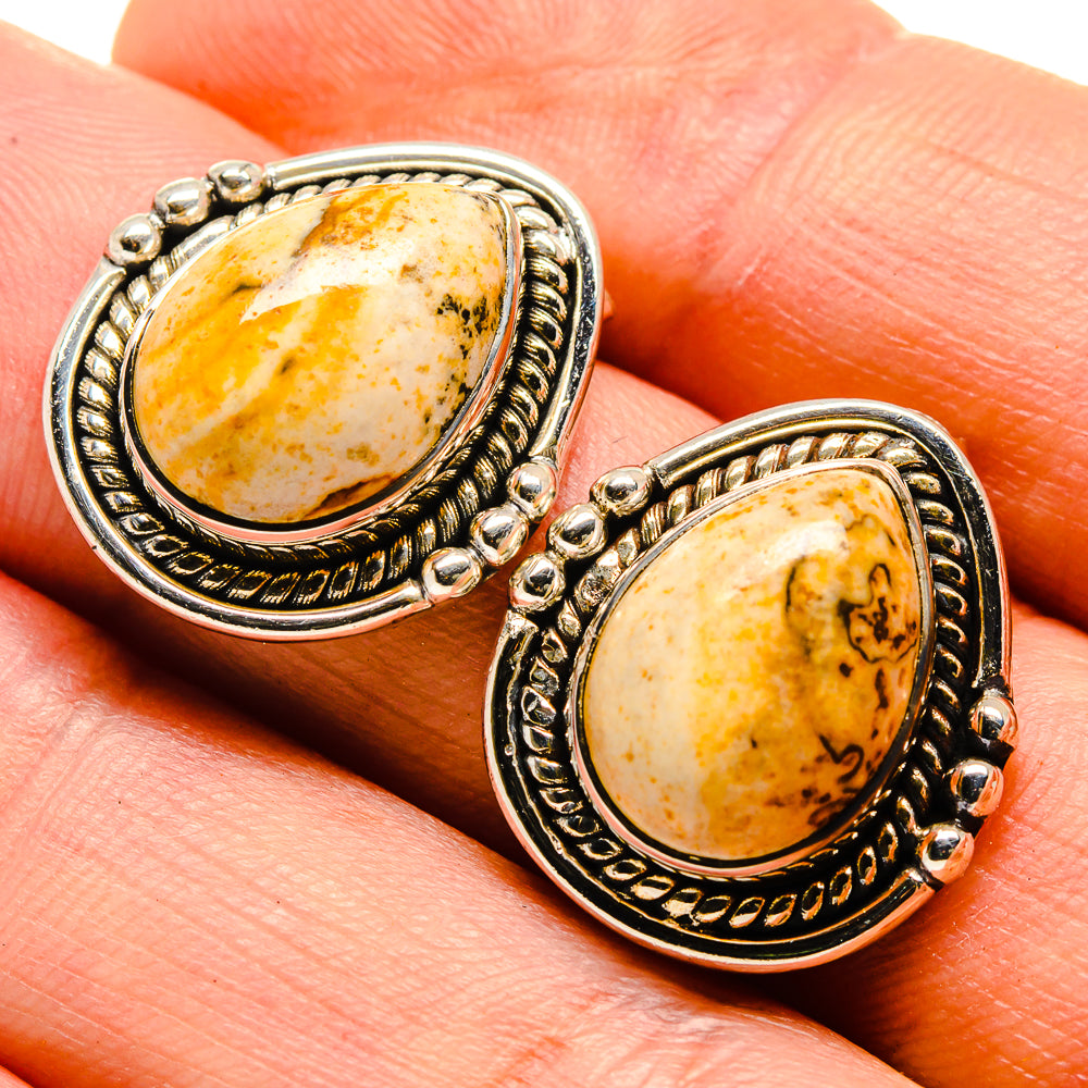 Picture Jasper Earrings handcrafted by Ana Silver Co - EARR414437