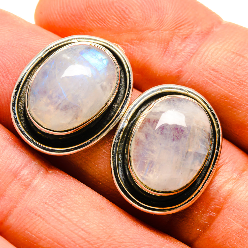 Rainbow Moonstone Earrings handcrafted by Ana Silver Co - EARR414442
