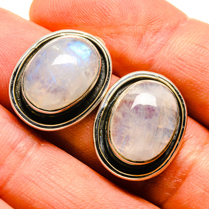 Rainbow Moonstone Earrings handcrafted by Ana Silver Co - EARR414442