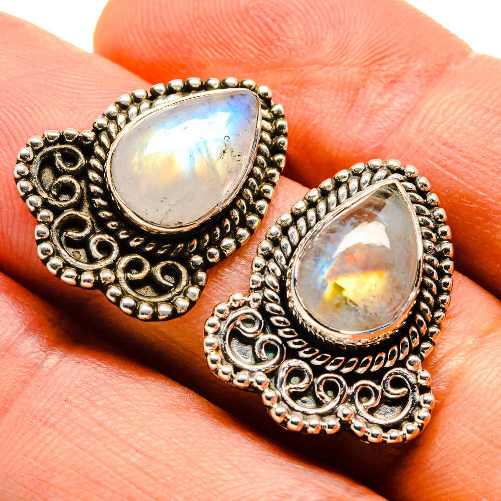 Rainbow Moonstone Earrings handcrafted by Ana Silver Co - EARR414448