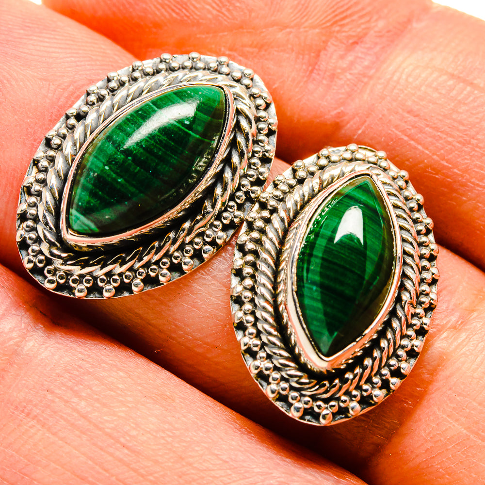 Malachite Earrings handcrafted by Ana Silver Co - EARR414451