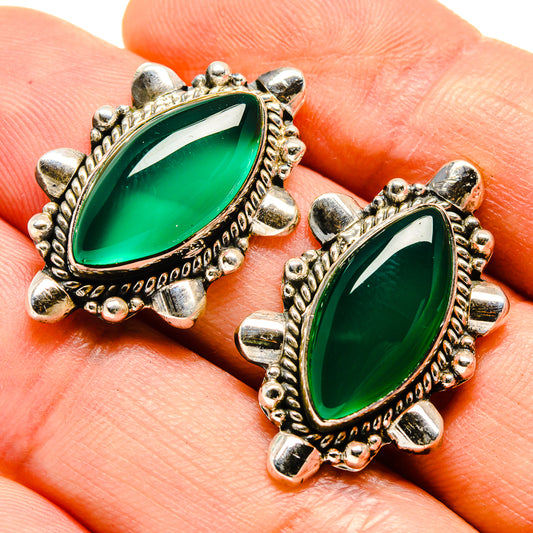 Green Onyx Earrings handcrafted by Ana Silver Co - EARR414453