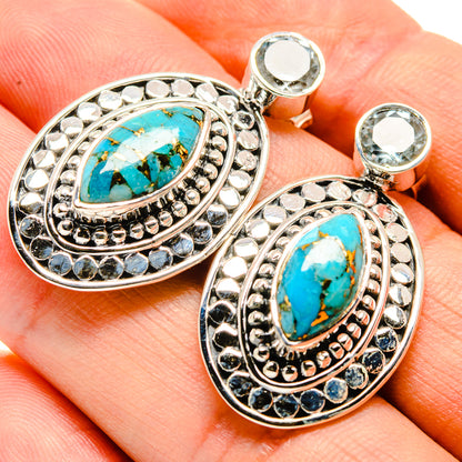 Blue Copper Composite Turquoise Earrings handcrafted by Ana Silver Co - EARR414462