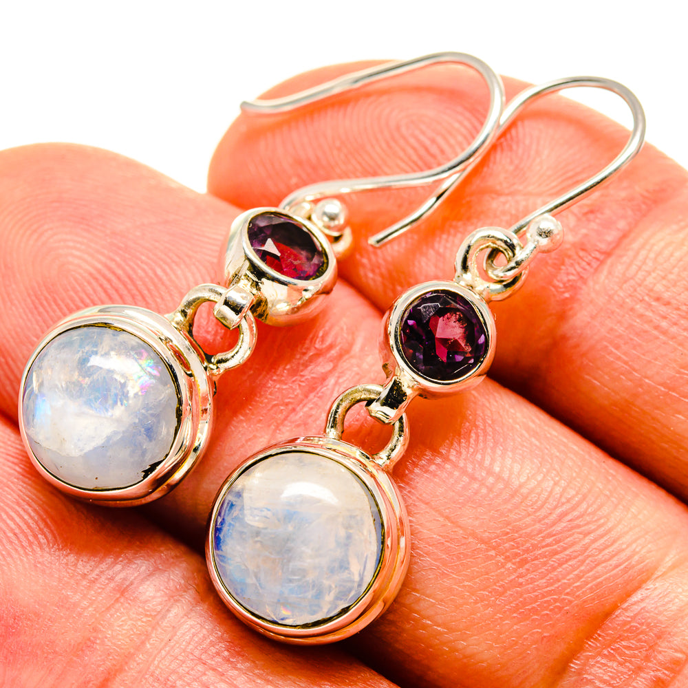Rainbow Moonstone Earrings handcrafted by Ana Silver Co - EARR414472