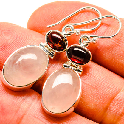 Rose Quartz Earrings handcrafted by Ana Silver Co - EARR414485