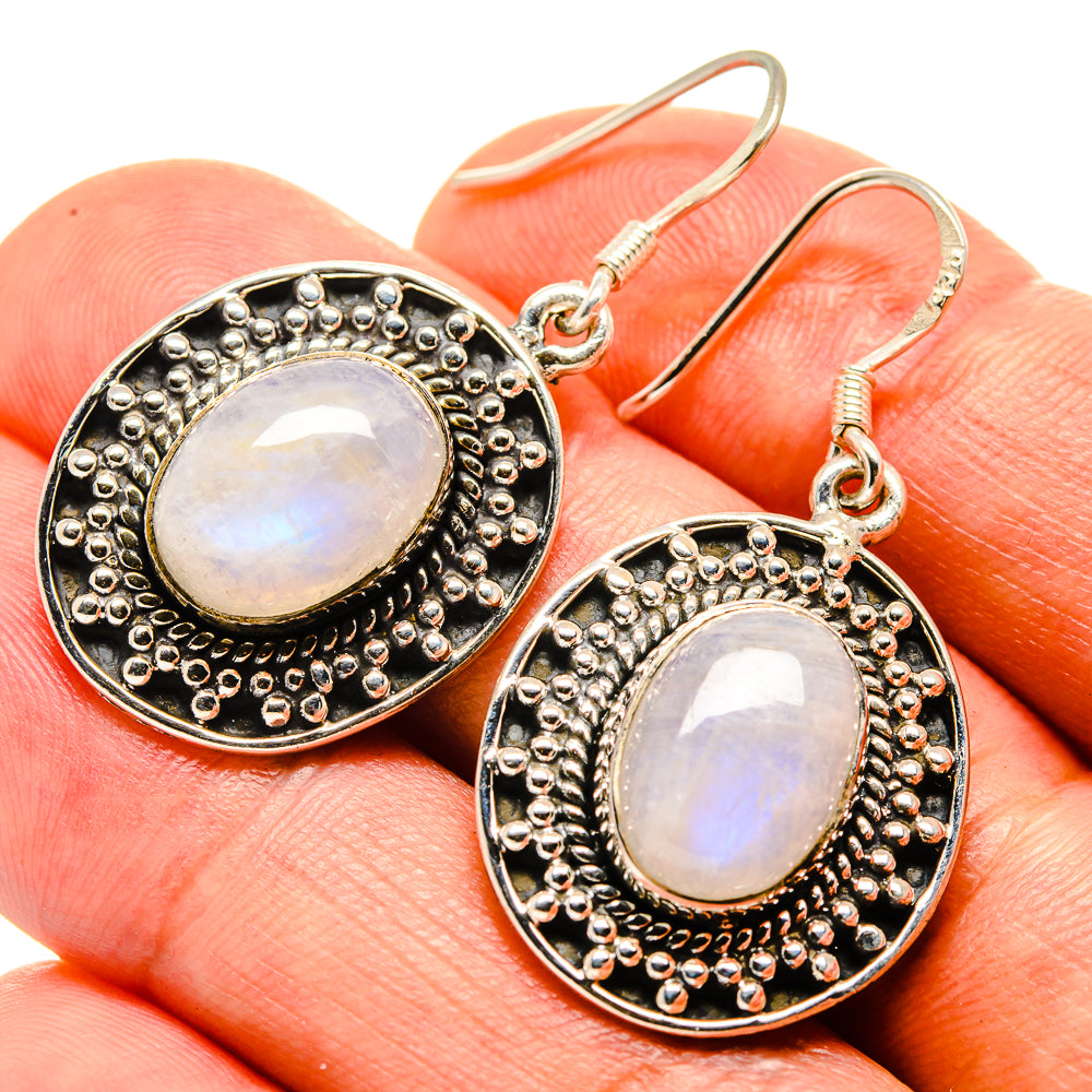 Rainbow Moonstone Earrings handcrafted by Ana Silver Co - EARR414495