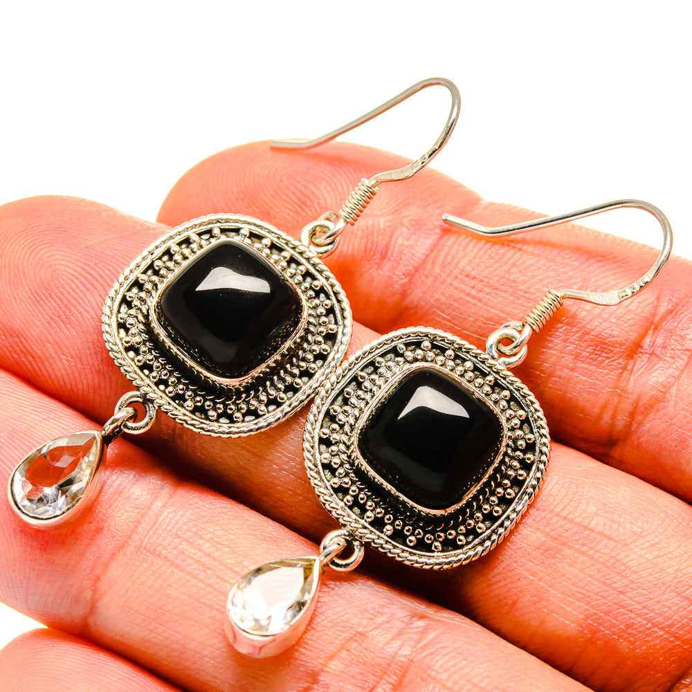 Black Onyx Earrings handcrafted by Ana Silver Co - EARR414501