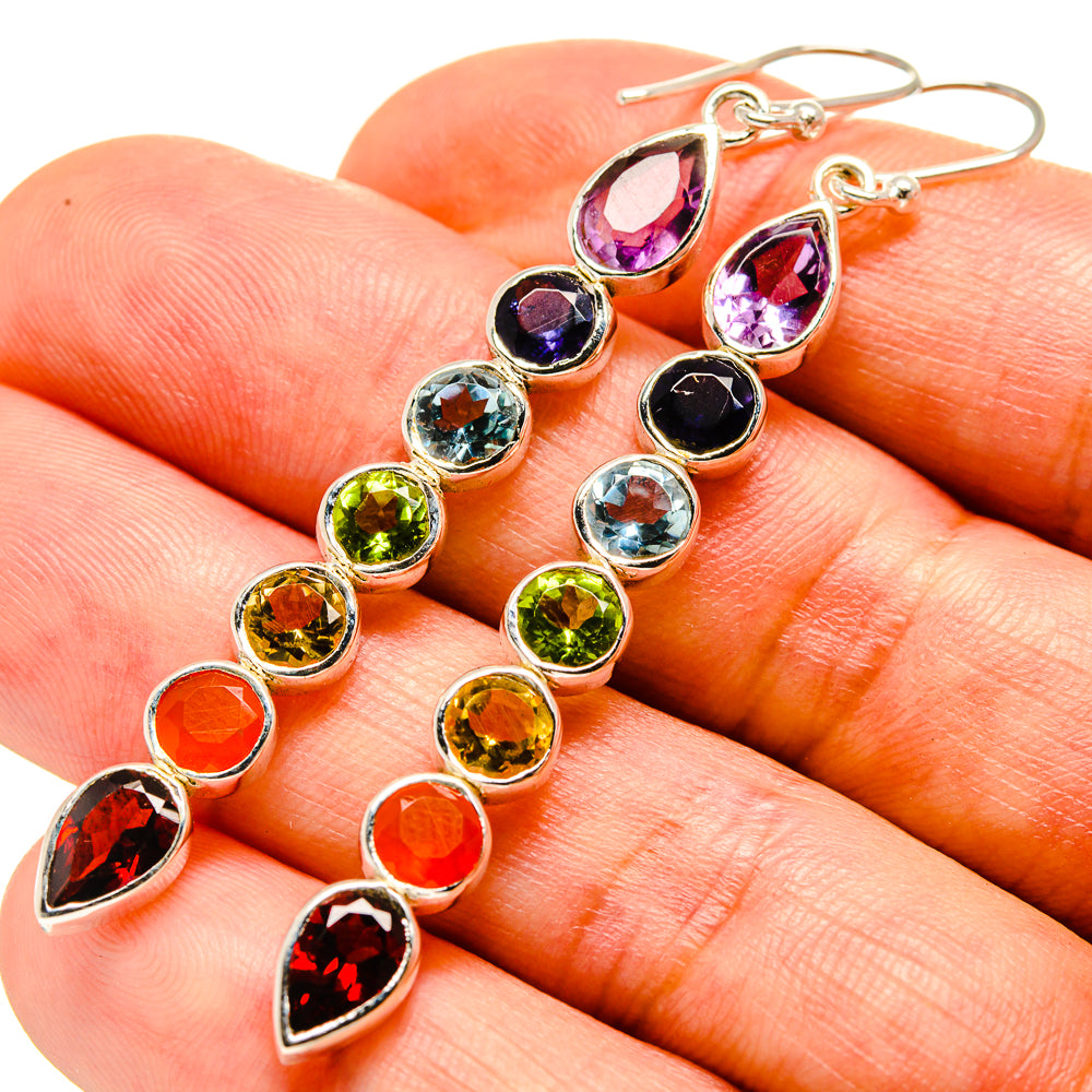 Multi-Stone Chakra Earrings handcrafted by Ana Silver Co - EARR414507