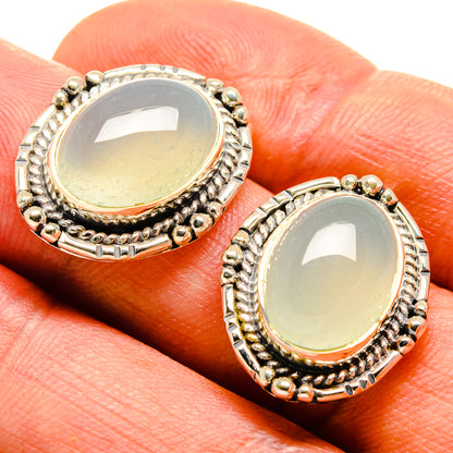 Aqua Chalcedony Earrings handcrafted by Ana Silver Co - EARR414521
