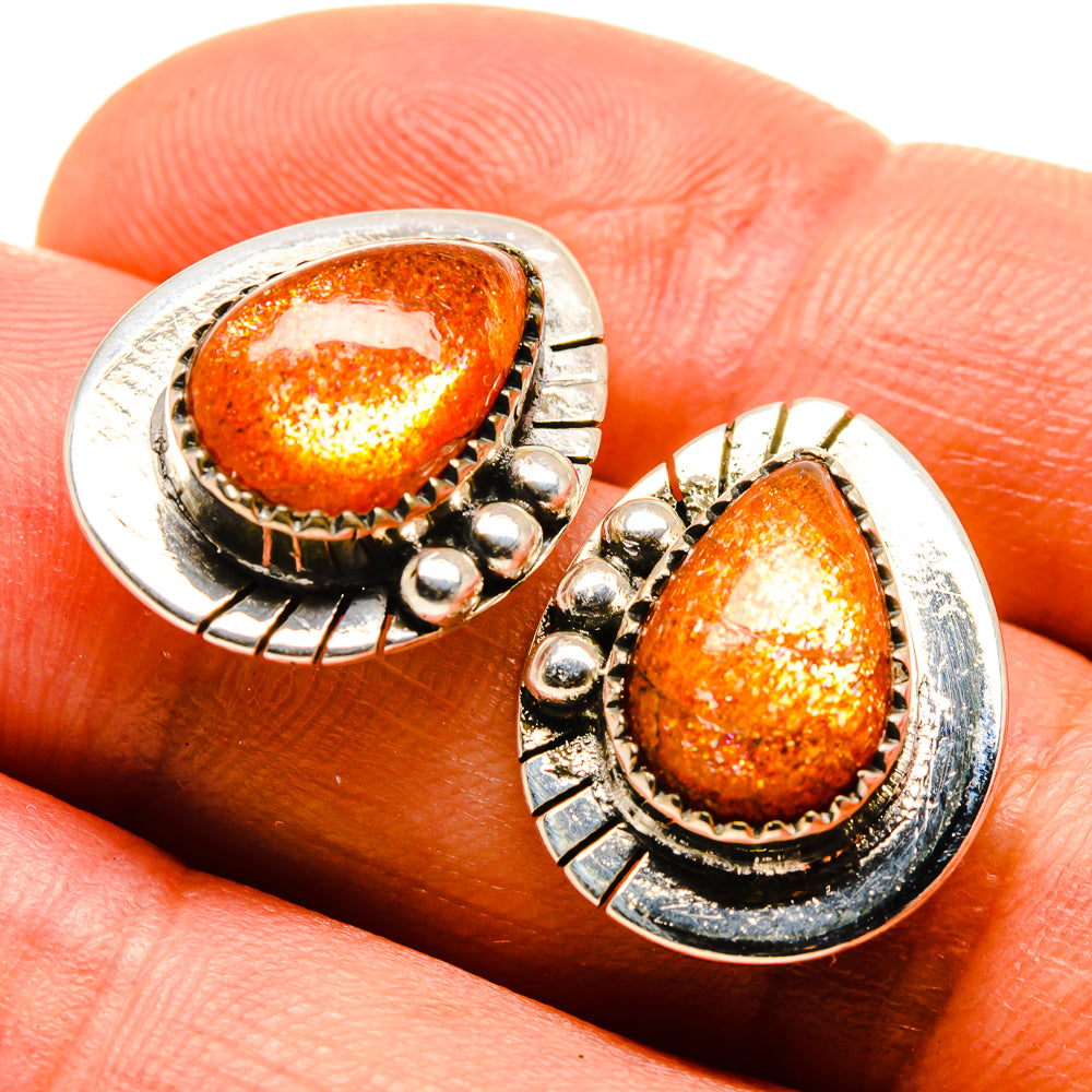 Sunstone Earrings handcrafted by Ana Silver Co - EARR414524