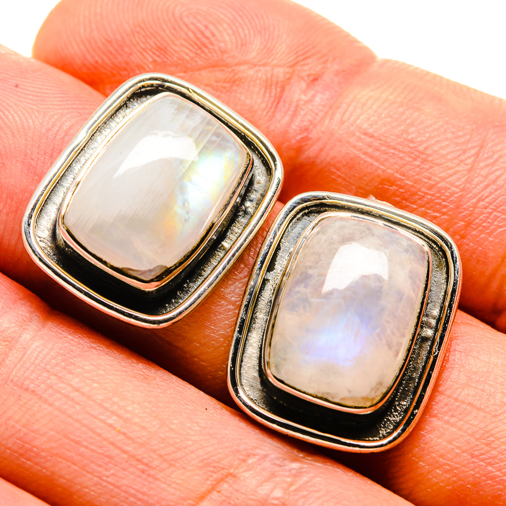 Rainbow Moonstone Earrings handcrafted by Ana Silver Co - EARR414527