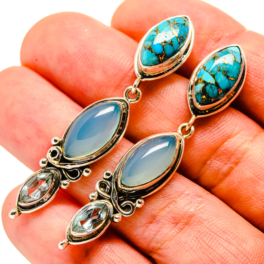 Blue Copper Composite Turquoise Earrings handcrafted by Ana Silver Co - EARR414530