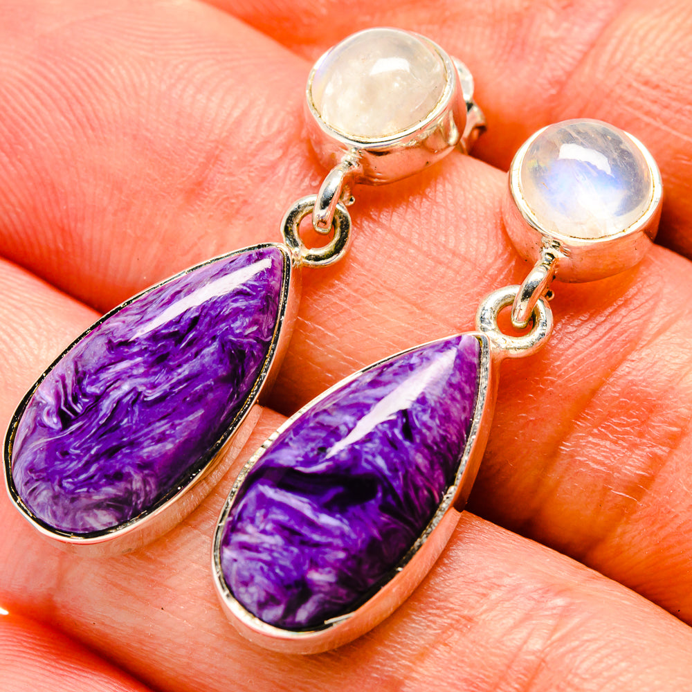 Charoite Earrings handcrafted by Ana Silver Co - EARR414531
