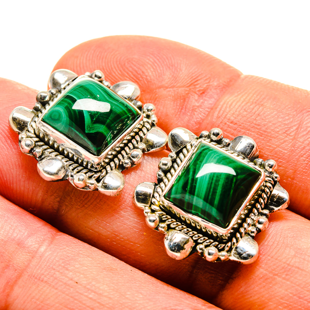 Malachite Earrings handcrafted by Ana Silver Co - EARR414532