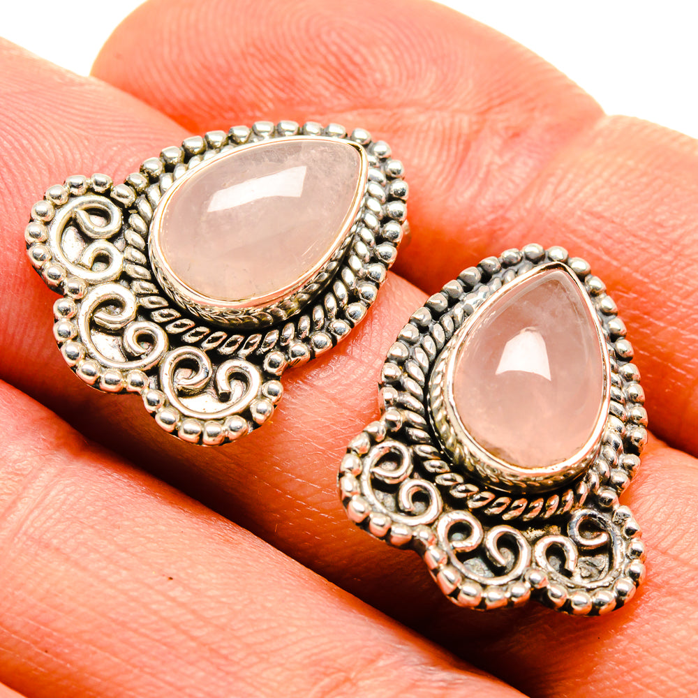 Rose Quartz Earrings handcrafted by Ana Silver Co - EARR414533