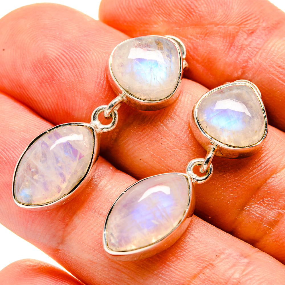 Rainbow Moonstone Earrings handcrafted by Ana Silver Co - EARR414536