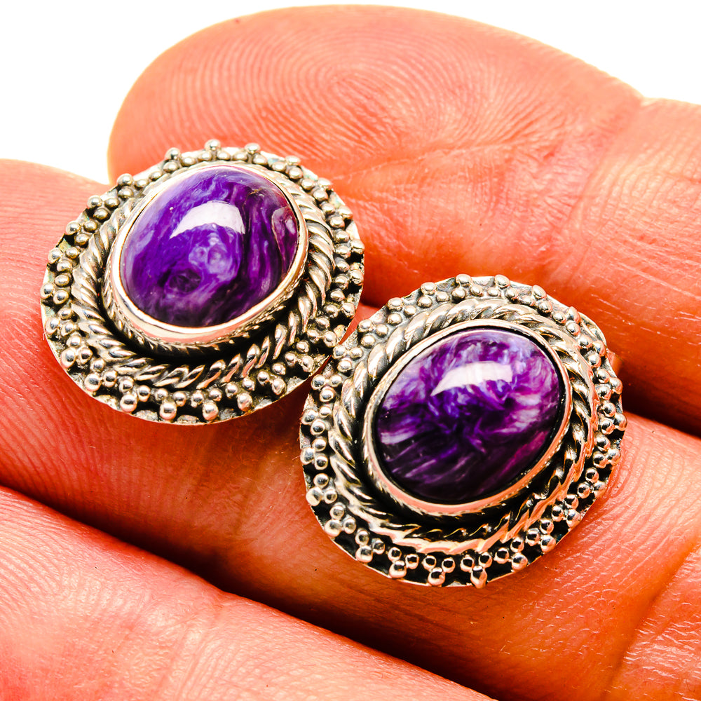 Charoite Earrings handcrafted by Ana Silver Co - EARR414537