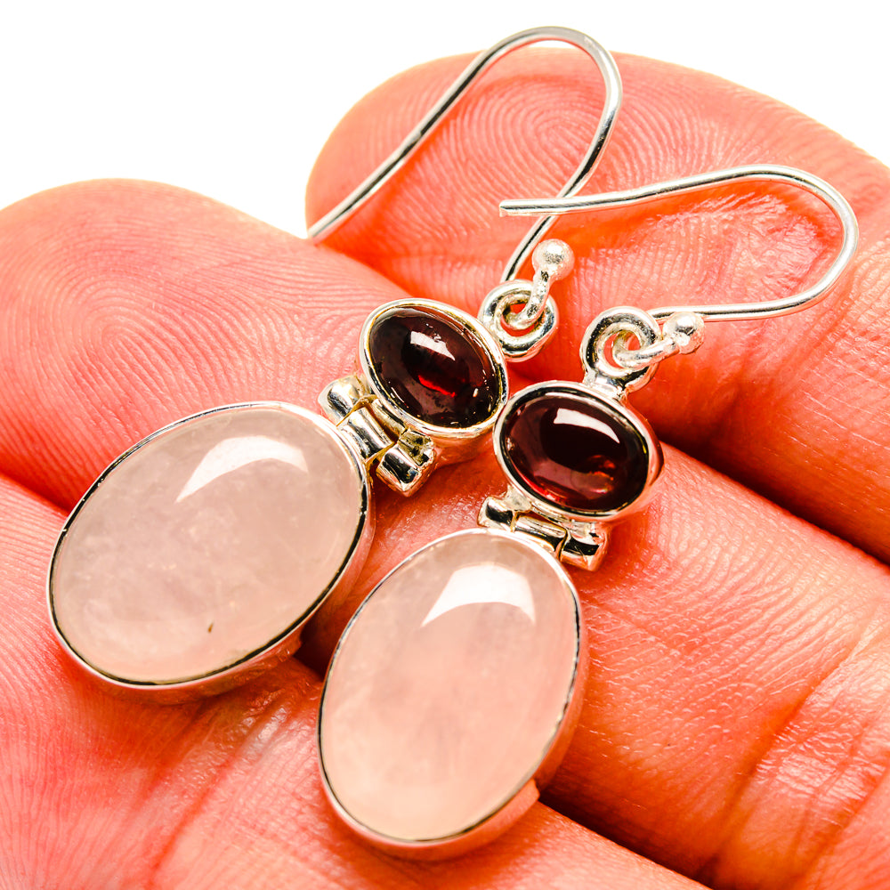 Rose Quartz Earrings handcrafted by Ana Silver Co - EARR414544