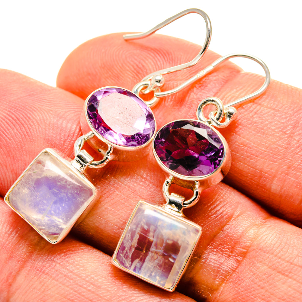 Rainbow Moonstone Earrings handcrafted by Ana Silver Co - EARR414552