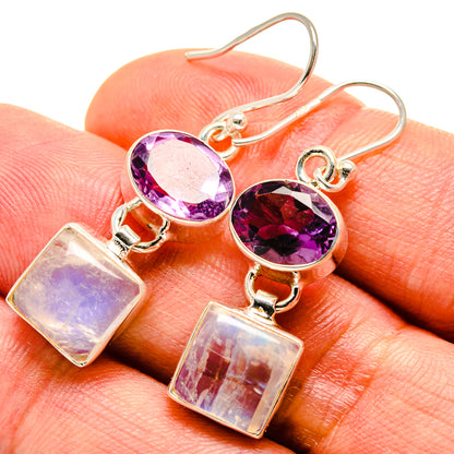 Rainbow Moonstone Earrings handcrafted by Ana Silver Co - EARR414552