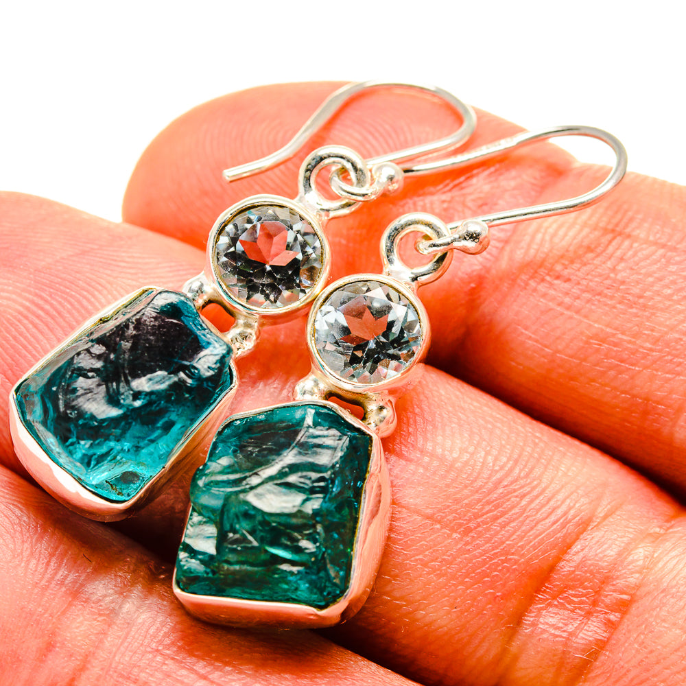 Blue Fluorite Earrings handcrafted by Ana Silver Co - EARR414553