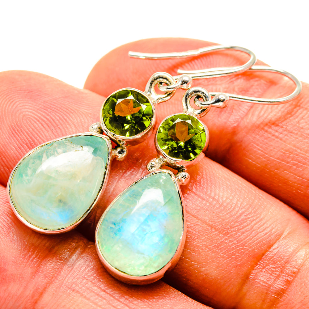Green Moonstone Earrings handcrafted by Ana Silver Co - EARR414555