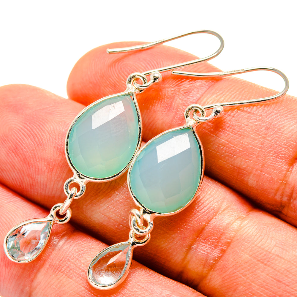 Aqua Chalcedony Earrings handcrafted by Ana Silver Co - EARR414556