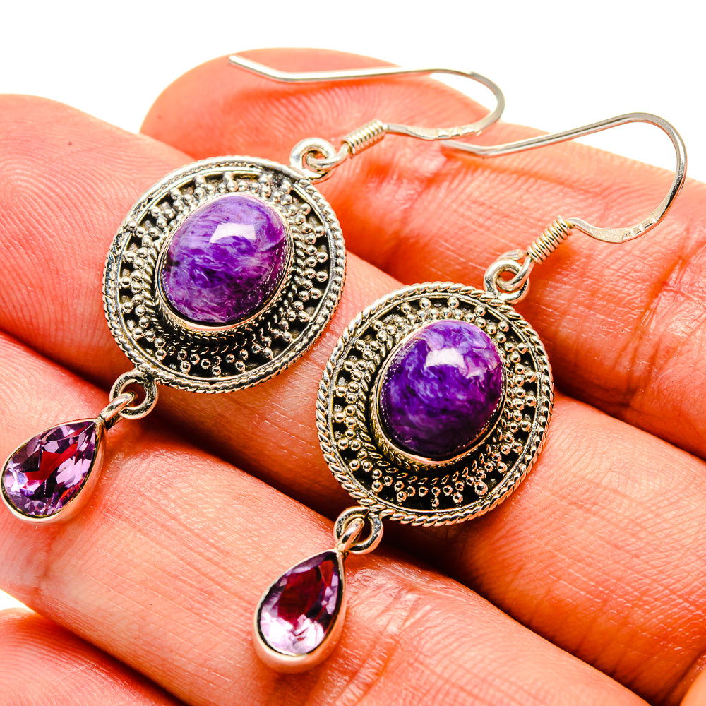 Charoite Earrings handcrafted by Ana Silver Co - EARR414557