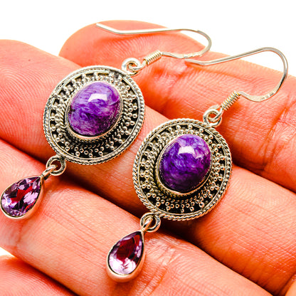 Charoite Earrings handcrafted by Ana Silver Co - EARR414557