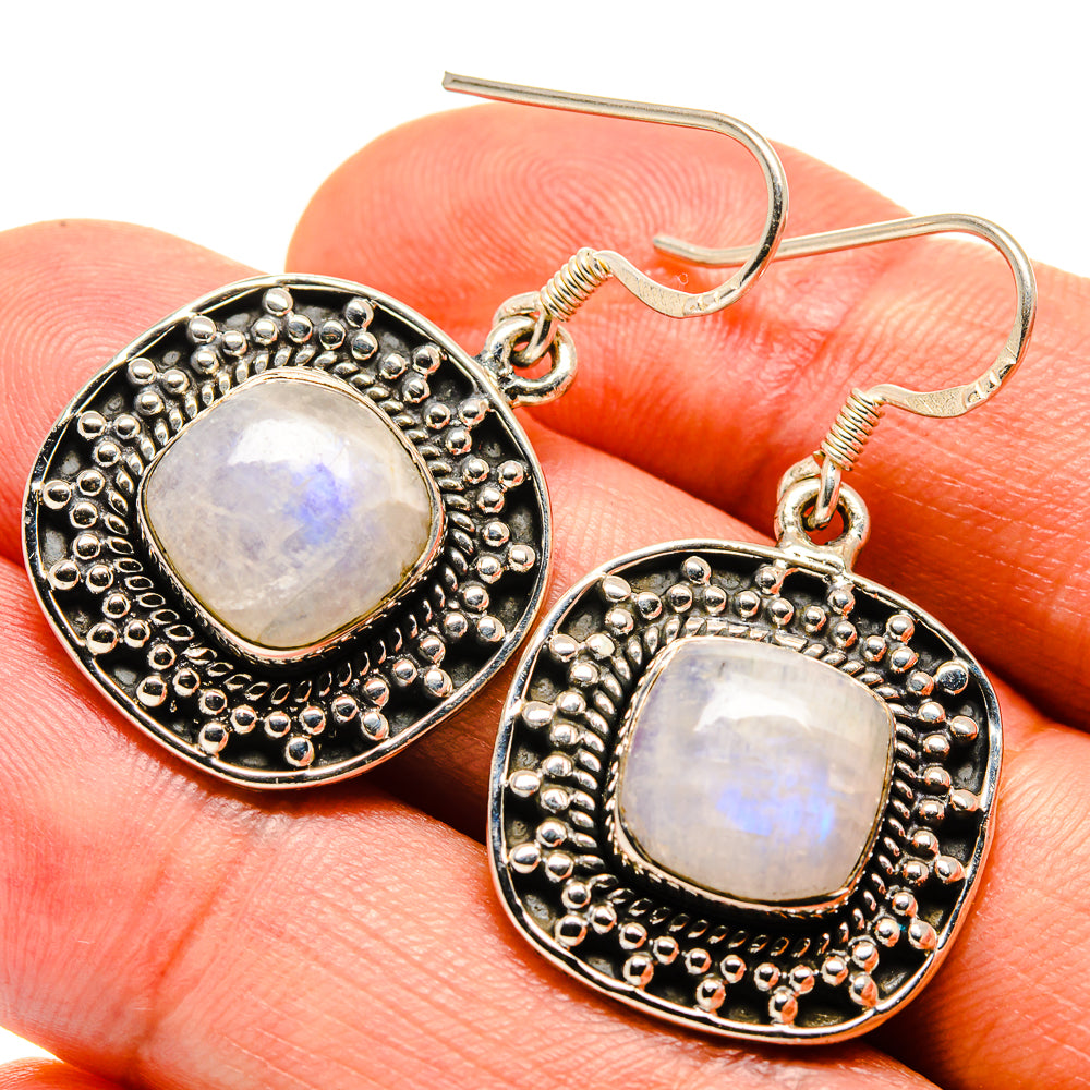 Rainbow Moonstone Earrings handcrafted by Ana Silver Co - EARR414559