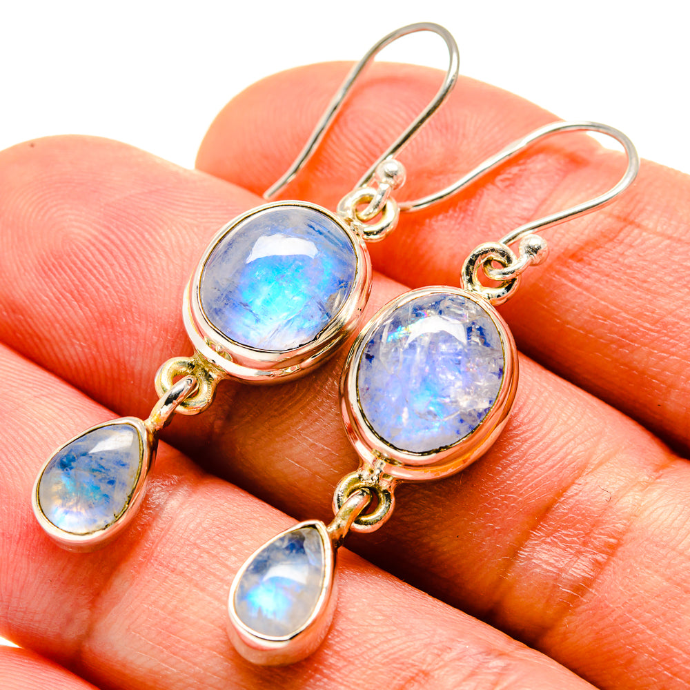 Rainbow Moonstone Earrings handcrafted by Ana Silver Co - EARR414570