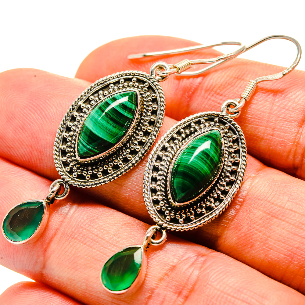 Malachite Earrings handcrafted by Ana Silver Co - EARR414576