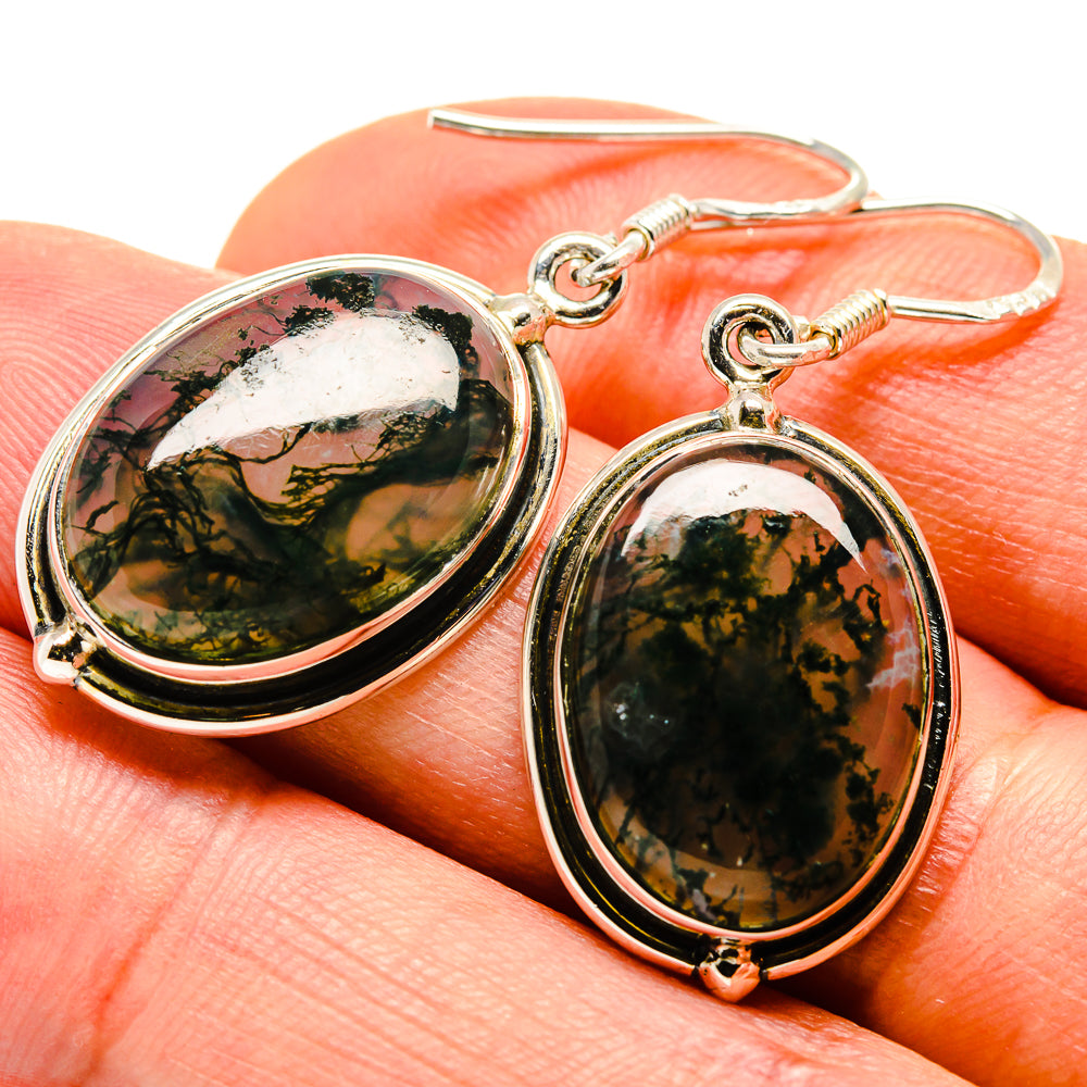 Green Moss Agate Earrings handcrafted by Ana Silver Co - EARR414578