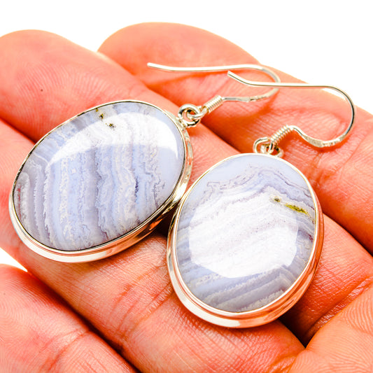 Blue Lace Agate Earrings handcrafted by Ana Silver Co - EARR414581