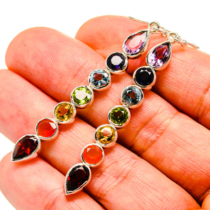 Multi-Stone Chakra Earrings handcrafted by Ana Silver Co - EARR414584
