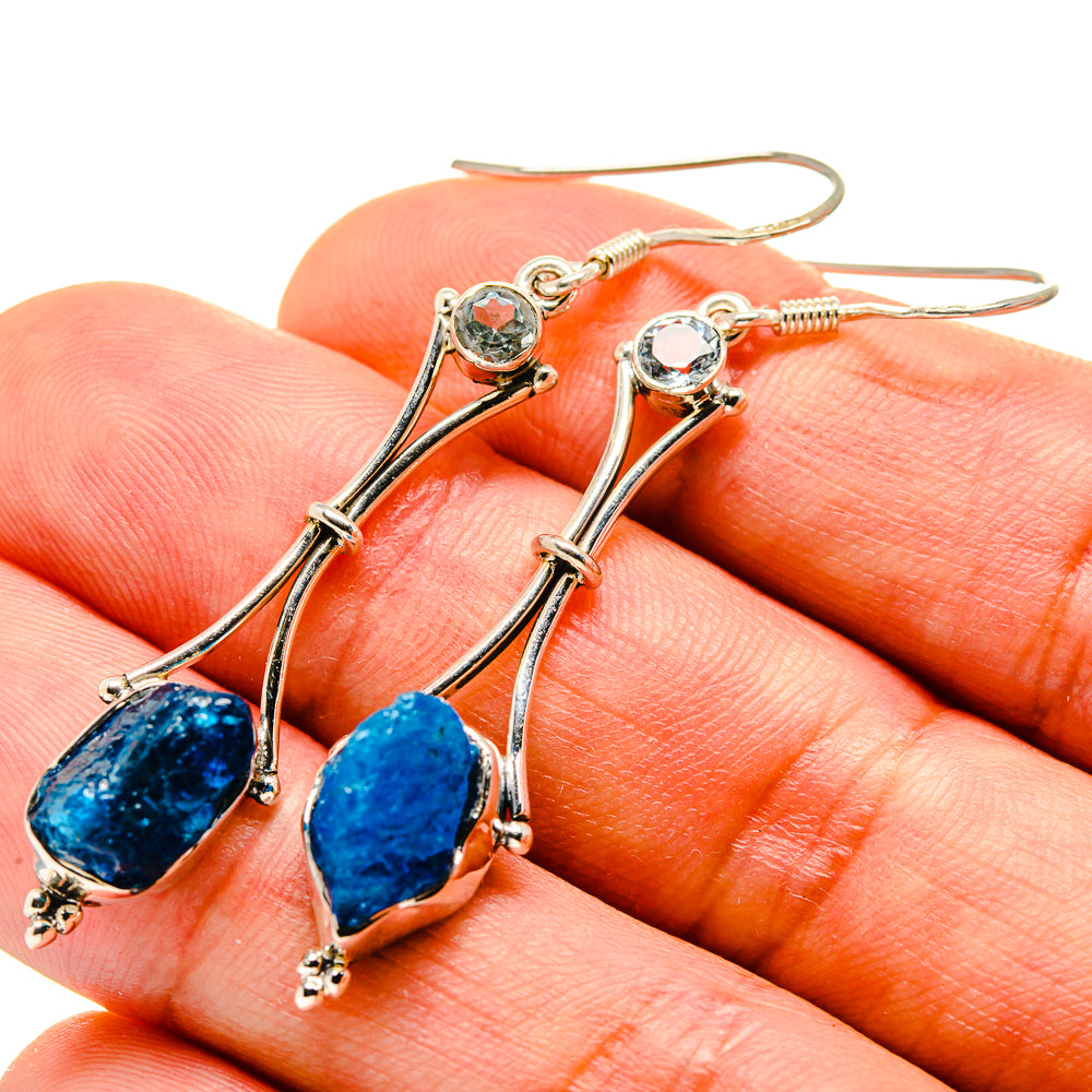 Blue Fluorite Earrings handcrafted by Ana Silver Co - EARR414586