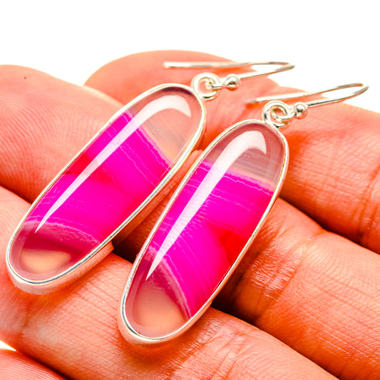 Pink Botswana Agate Earrings handcrafted by Ana Silver Co - EARR414587