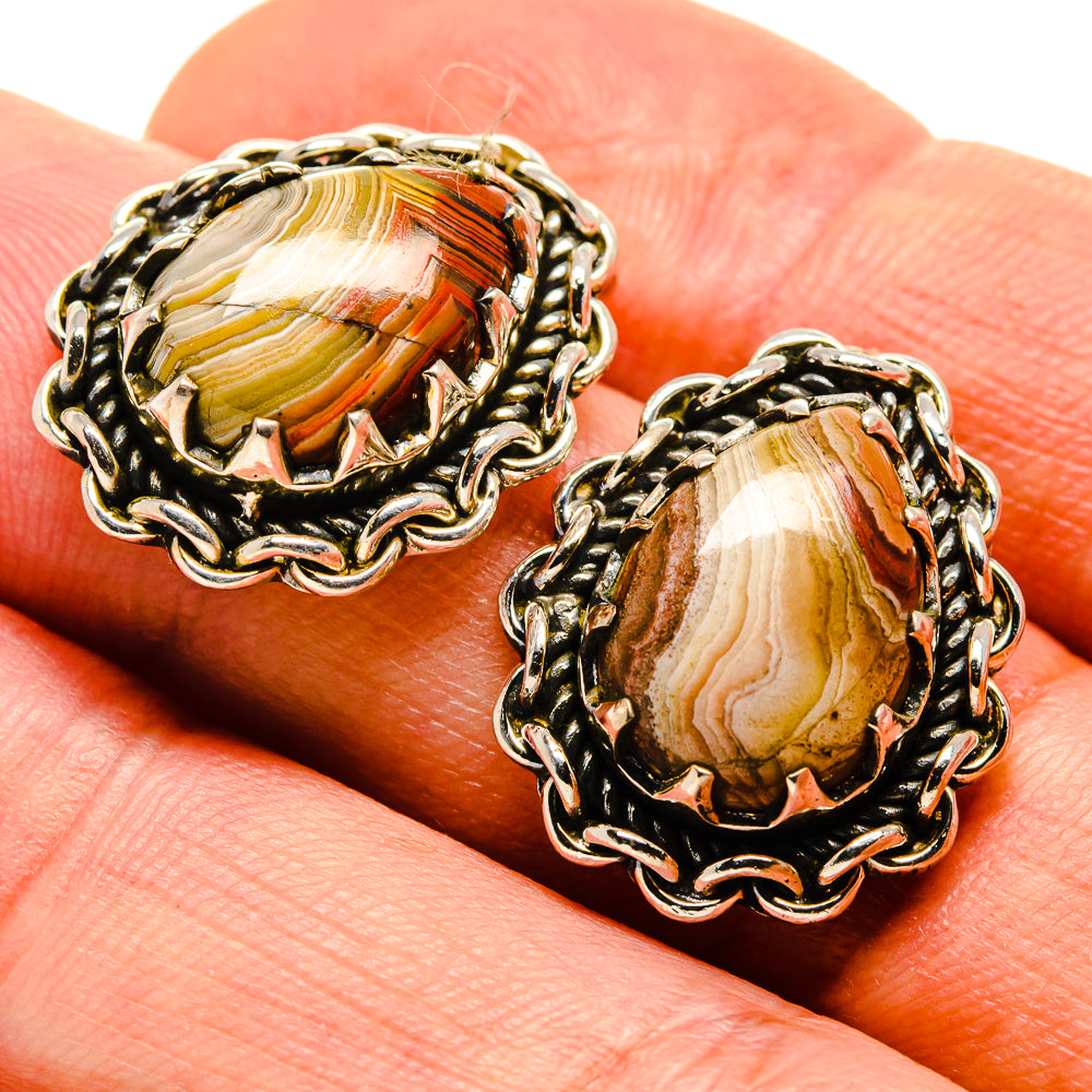 Laguna Lace Agate Earrings handcrafted by Ana Silver Co - EARR414590