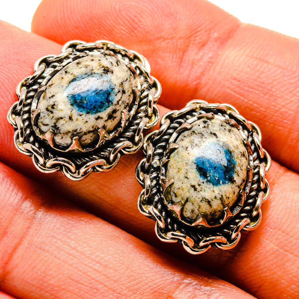 K2 Blue Azurite Earrings handcrafted by Ana Silver Co - EARR414591