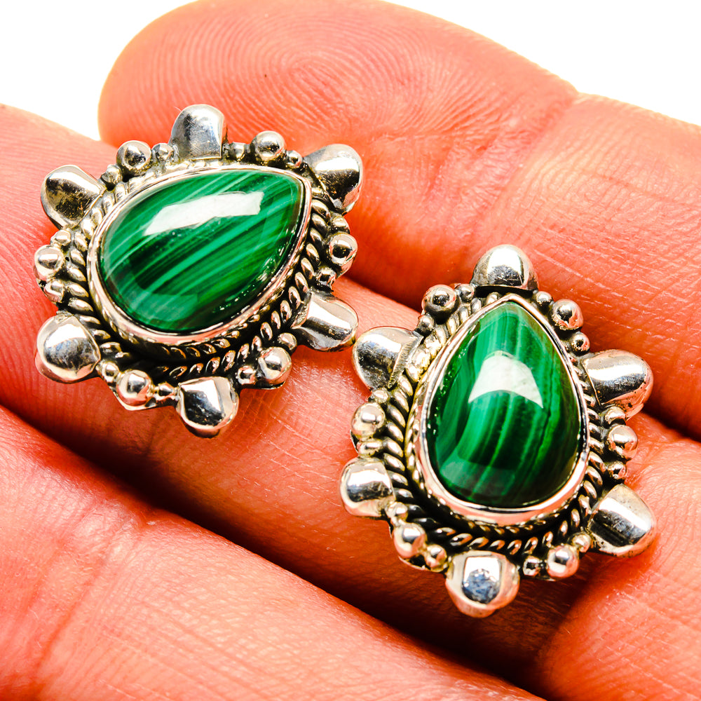 Malachite Earrings handcrafted by Ana Silver Co - EARR414592