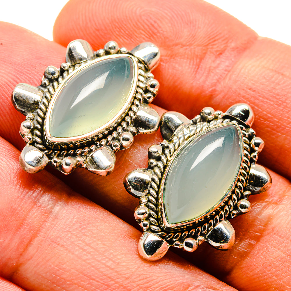 Aqua Chalcedony Earrings handcrafted by Ana Silver Co - EARR414595