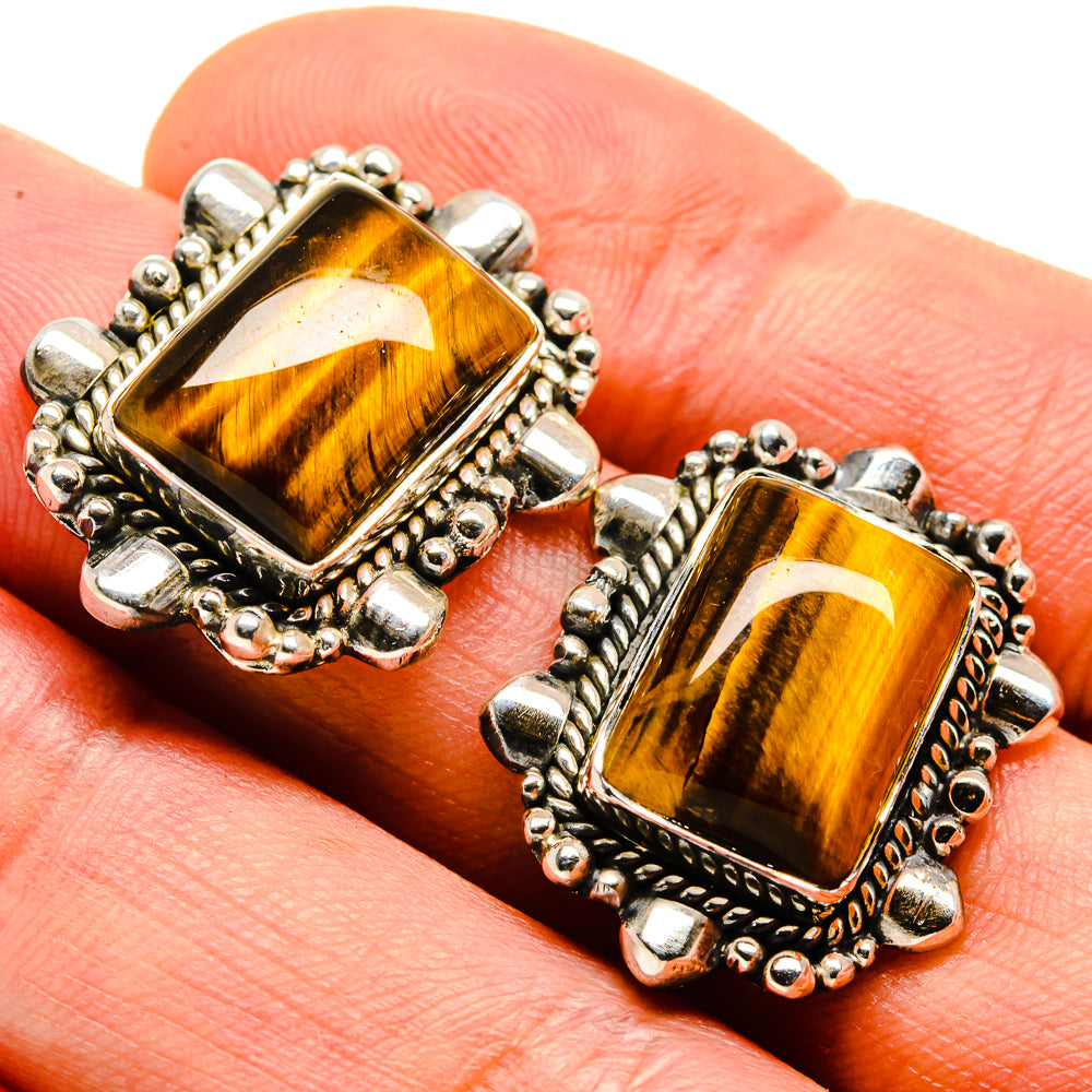 Tiger Eye Earrings handcrafted by Ana Silver Co - EARR414597