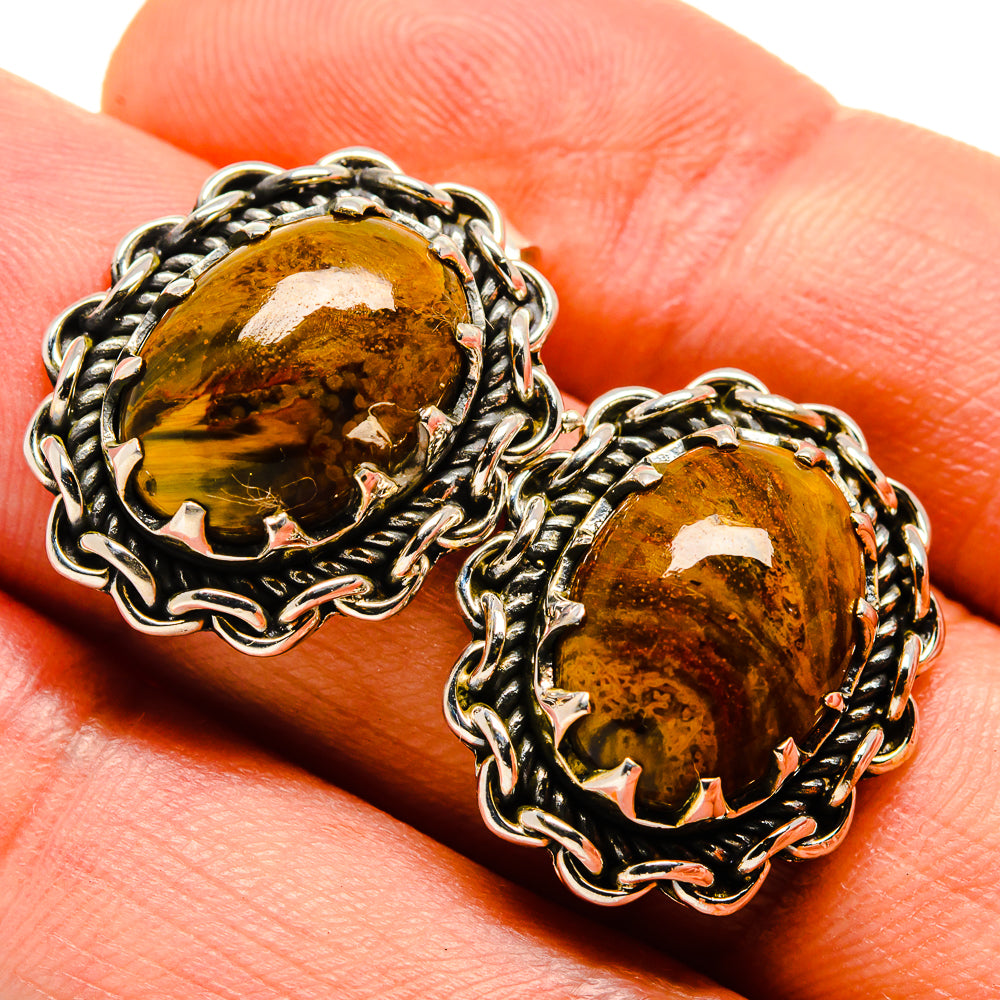 Golden Pietersite Earrings handcrafted by Ana Silver Co - EARR414598