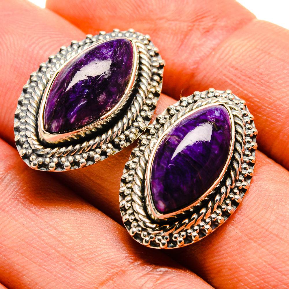 Charoite Earrings handcrafted by Ana Silver Co - EARR414605