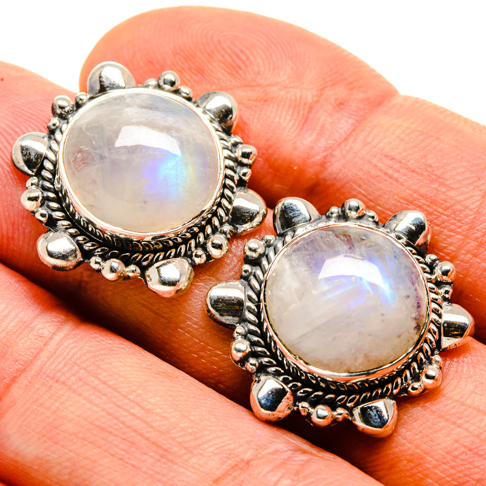 Rainbow Moonstone Earrings handcrafted by Ana Silver Co - EARR414606
